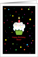 Birthday / To Boss, cupcake card