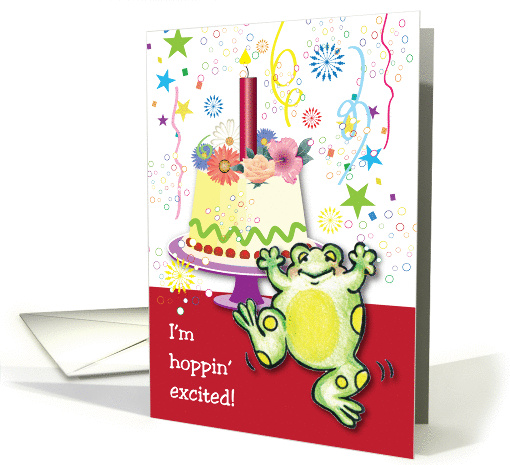 Birthday / Jumping Frog, cake, candle card (873536)