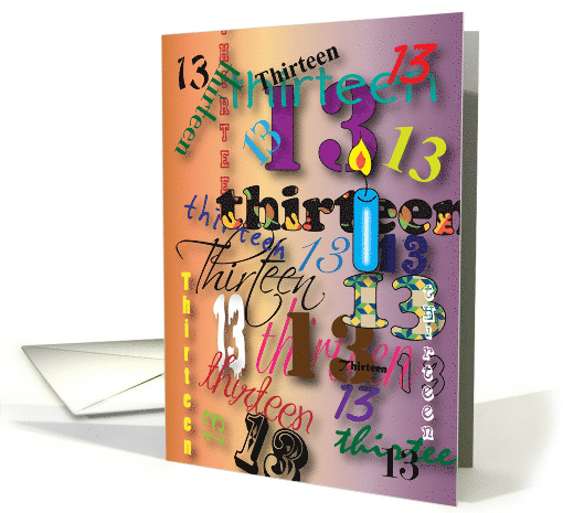 Thirteenth Birthday Text Numbers Candle card (874587)