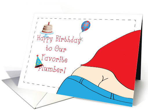 Birthday To Plumber Cake Balloon Hat card (875582)