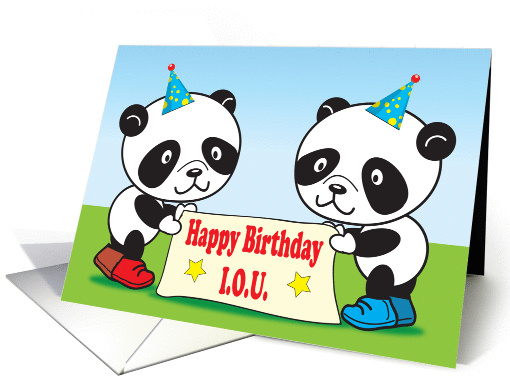 Birthday / I. O. U. from kids, pandas card (876858)