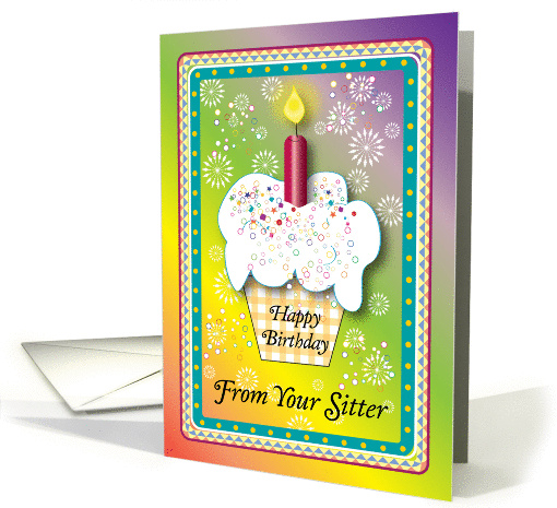 Happy Birthday, from Sitter, cupcake card (878563)