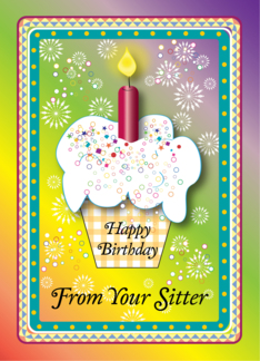 Happy Birthday, from Sitter, cupcake