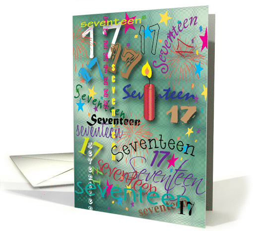 Happy Birthday Seventeen Year Old Text Candle card (878713)