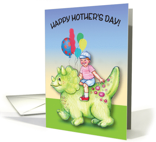 Mother's Day, Dinosaur, boy, balloons card (880645)