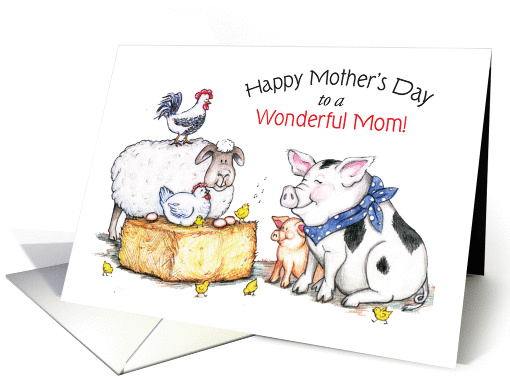 Mother's Day, Happy Farm Animals card (882301)