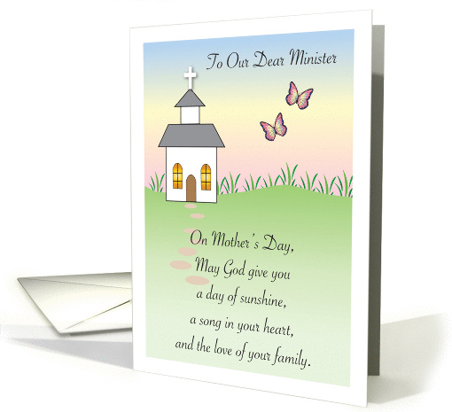 Mother's Day, To Minister, Church, Meadow & Butterflies card (882318)