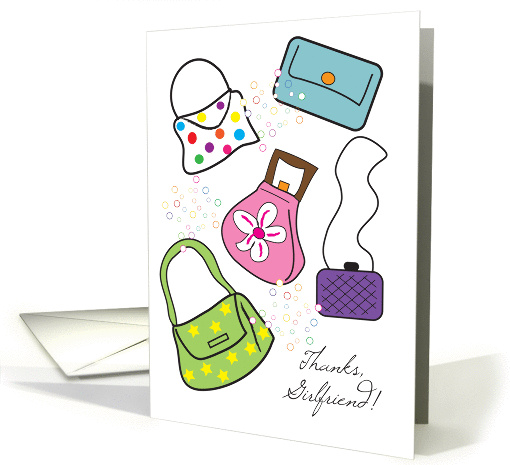 Thank you, for girlfriend, purses card (886977)
