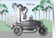 Thank you, for carpooling, vintage photo card