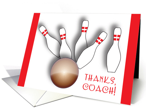 Thank you, to bowling coach, pins, ball card (887817)