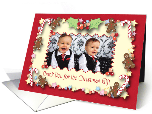 Christmas Thank you, Photo Card, Gingerbread Men card (888745)