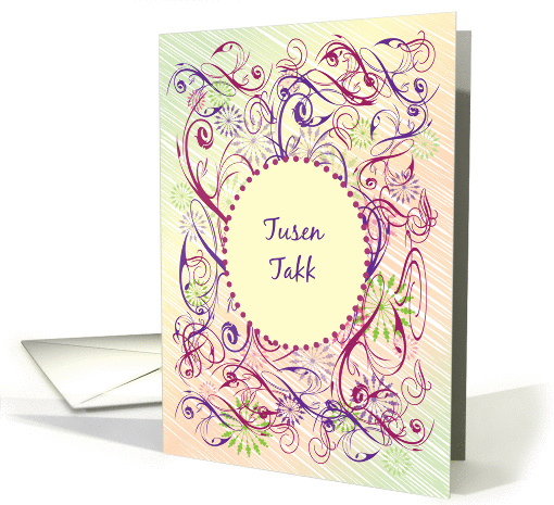 Thank You, in Norwegian, abstract design card (889389)