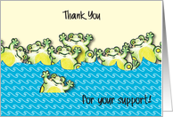 Thank You, swimming support, frogs card