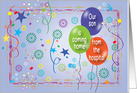 Announcement, Son coming home from hospital card