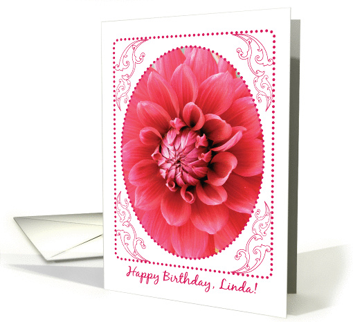 Birthday, for Linda, pink dahlia card (891773)