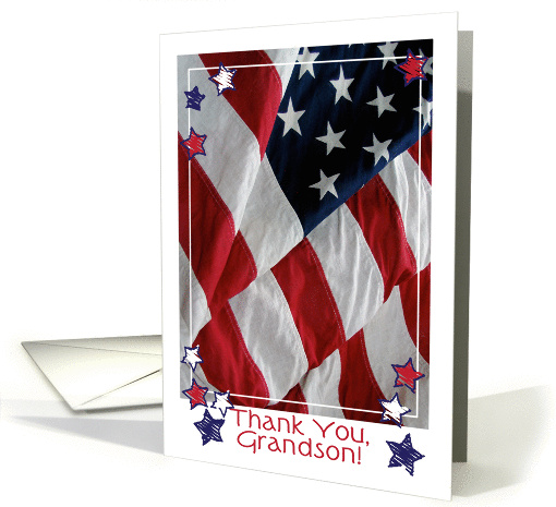 Thank you, Grandson, Military, US flag card (893396)