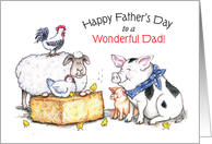 Father’s Day, Farm Animals Theme card
