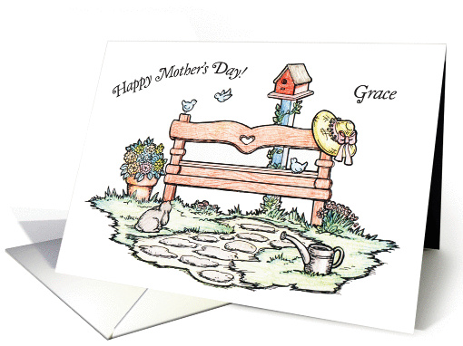 Mother's Day, for Grace, garden scene card (900614)