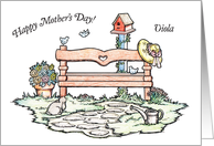 Mother’s Day, for Viola, garden scene card