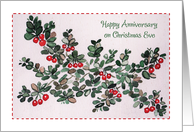 Anniversary on Christmas Eve, kinnikinnick plant card
