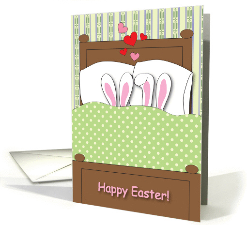 Easter to Loved One, bunnies in bed card (908732)