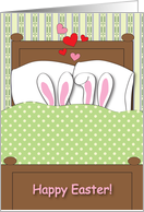 Easter to Loved One, bunnies in bed card