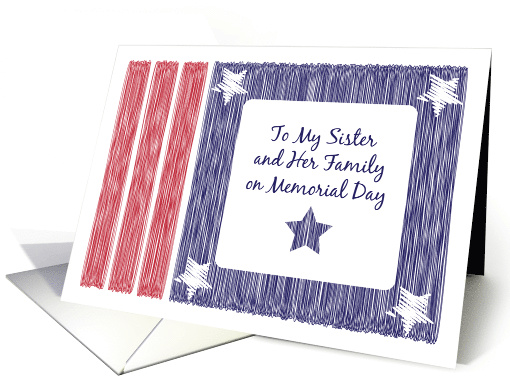 Memorial Day to Sister and Family USA Flag card (913473)
