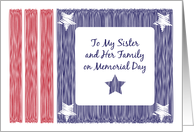 Memorial Day to Sister and Family USA Flag card