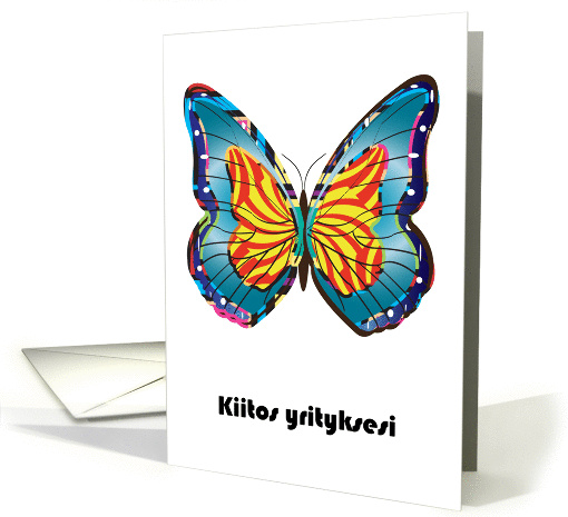 Business Thank You in Finnish, abstract butterfly card (916971)