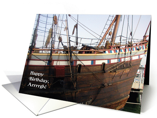 Happy Birthday, Pirate theme, ship card (917195)