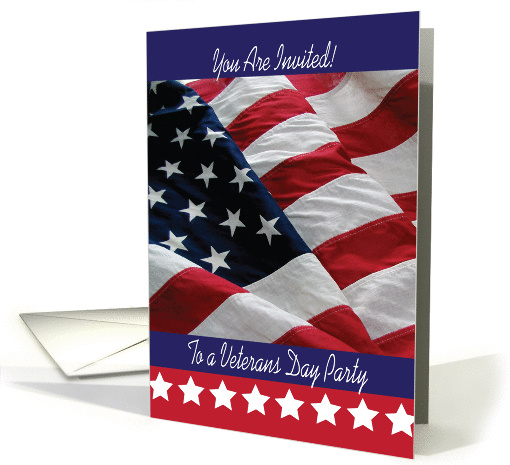 Invitation, To Veterans Day Party, USA flag card (920613)