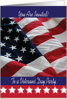 Invitation, To Veterans Day Party, USA flag card