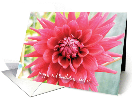 Birthday for 91 yr. old Mom, pink dahlia card (921888)
