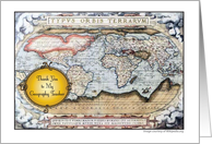 Thank you, to Geography Teacher, antique map card