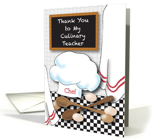 Thank you, to Culinary Teacher, chef's hat, spoons card (923154)