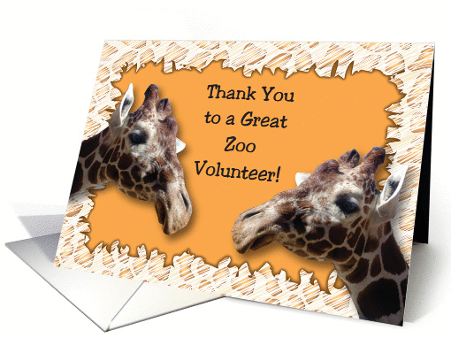 Thank you, to a zoo volunteer, giraffes card (923899)