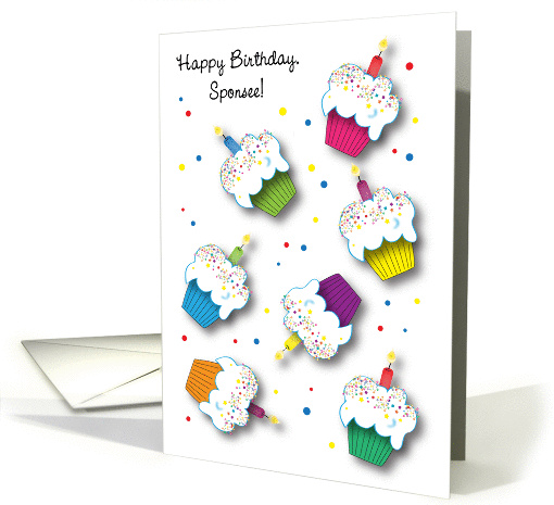 Birthday to Sponsee, cupcakes, candles card (929514)