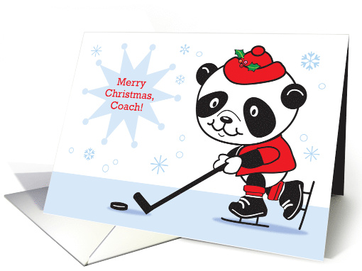 Merry Christmas to Ice Hockey Coach, Panda card (934338)