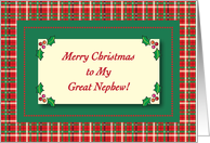 Merry Christmas to Great Nephew, Money Card