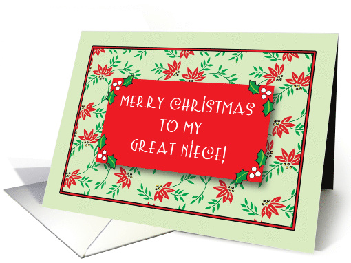 Merry Christmas to Great Niece, Money card (934653)