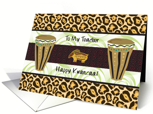Kwanzaa to Teacher, 2 primitive drums card (935443)