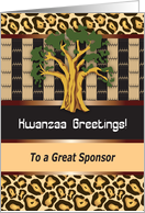 Kwanzaa to Sponsor, primitive tree card