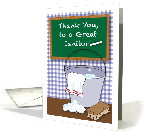 Thank You, to Janitor, chalkboard, bucket card (937259)