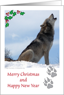 Christmas, Native American Theme, Howling Wolf card