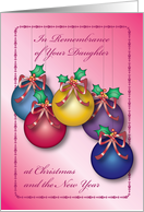 Christmas, In Remembrance of Daughter, Ornaments, Holly card