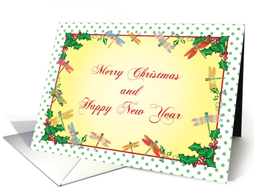 Christmas, Dragonflies Theme, Holly card (942533)