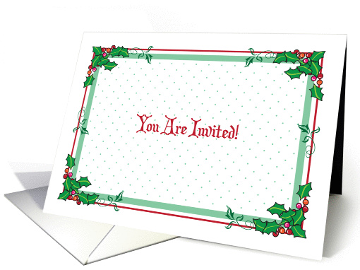 Invitation to Christmas Lunch, holly border card (944271)