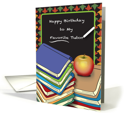 Birthday to Tutor, books, apple, blackboard card (946516)