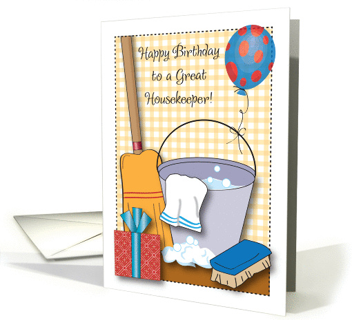 Birthday to Housekeeper/cleaning person, bucket card (946532)