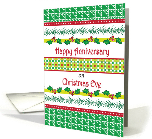 Christmas Eve Anniversary, holly accents card (947997)